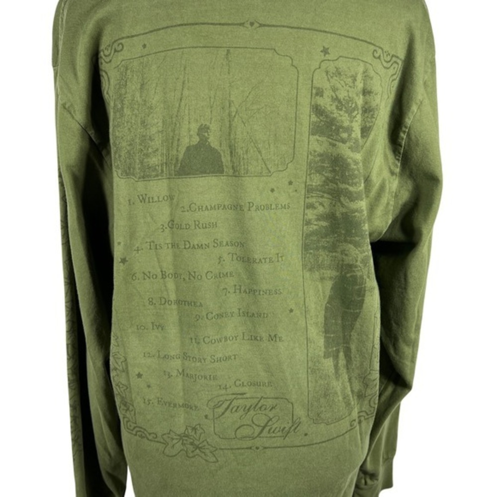 Taylor Swift Evermore Album Long Sleeve T-Shirt Forest Green Ombre Sz Medium - Picture 6 of 9